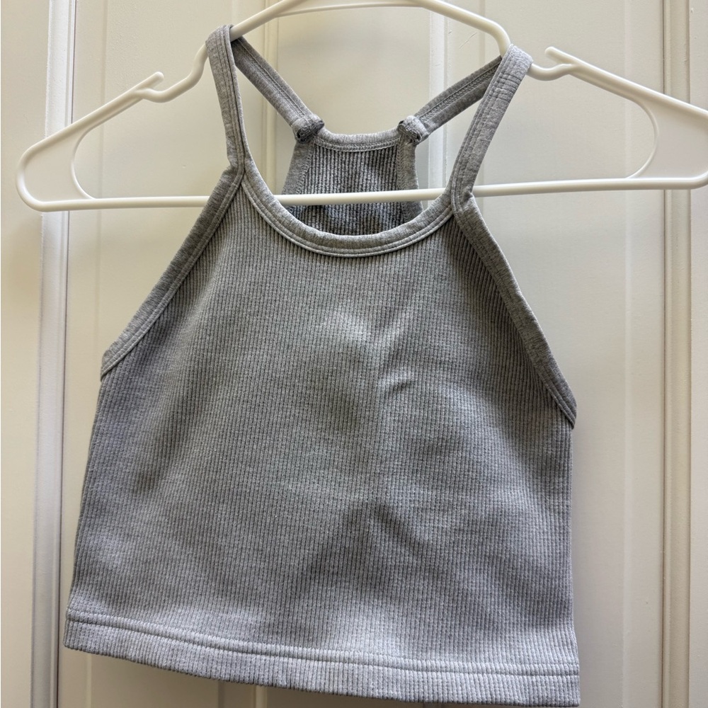 Free People Gray Ribbed Tank Top